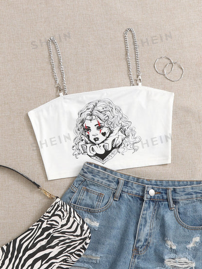 لباس علوي جرافيك شكل سلسلة كتف