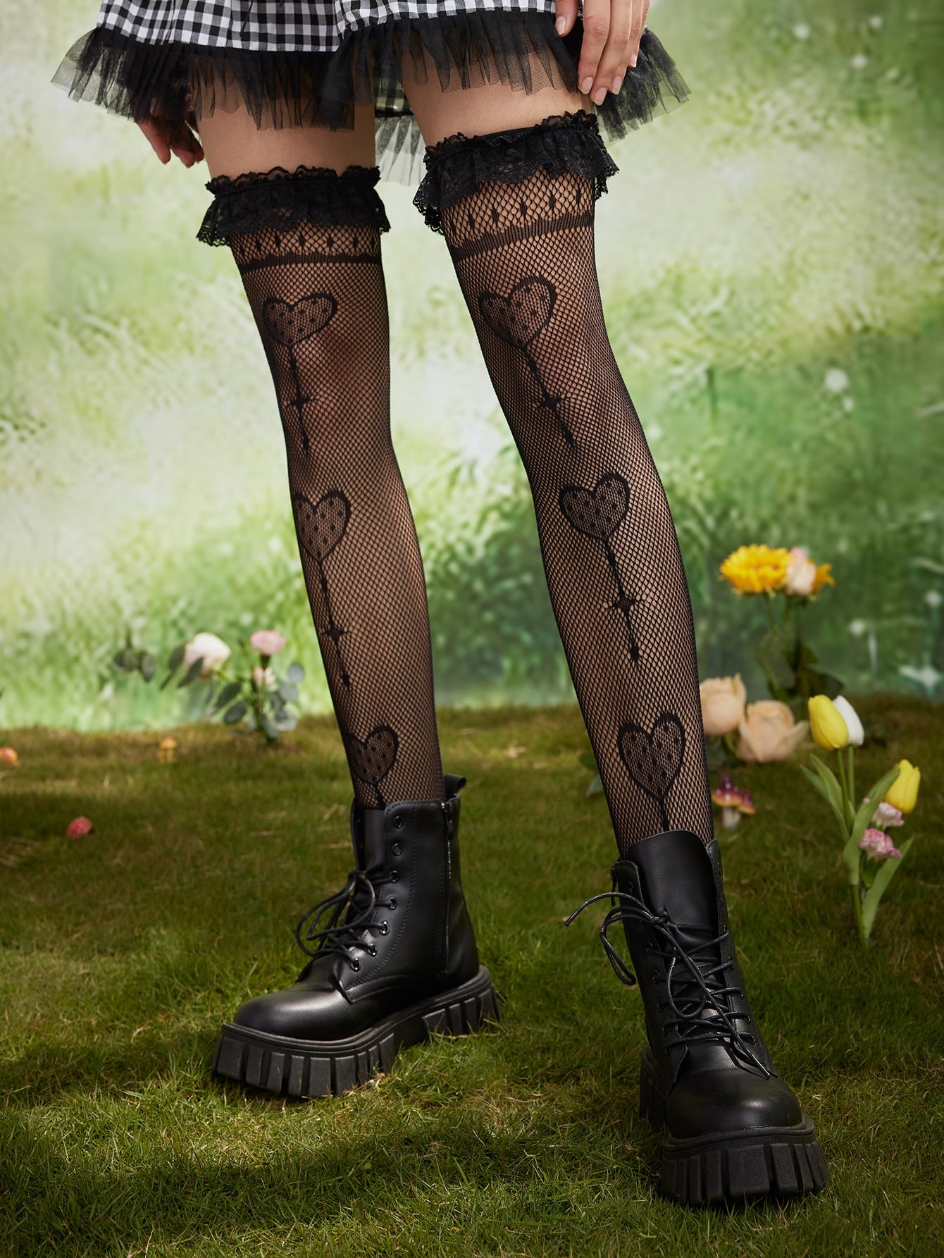 جوارب للركبة بطباعة قلب