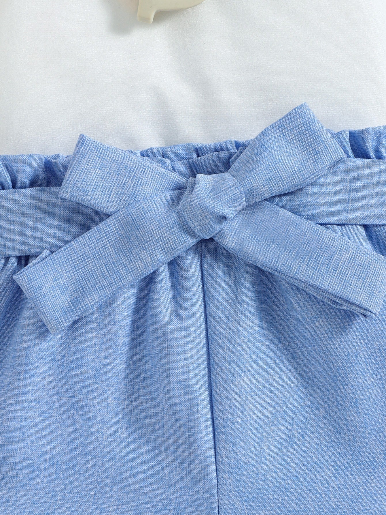 لباس علوي تانك بنت طفل ياقة غير متماثل & خصر عالي بالتجاعيد شورت بحزام