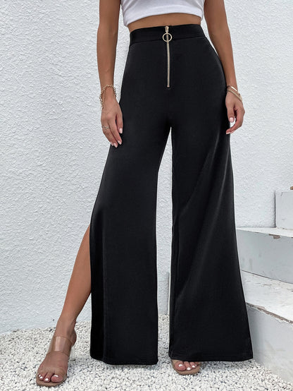 بنطلون بساق واسع سستة امامي فتحة للفخذ