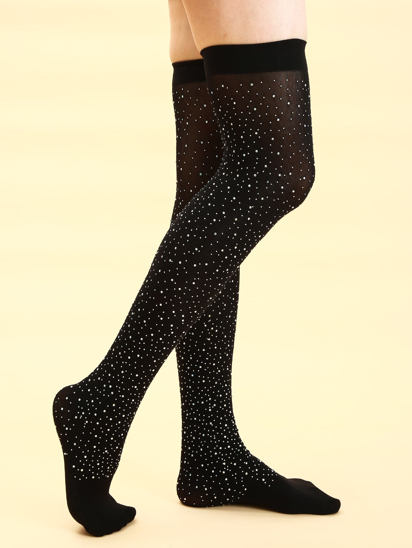 جوارب للركبة بديكور حجر الراين