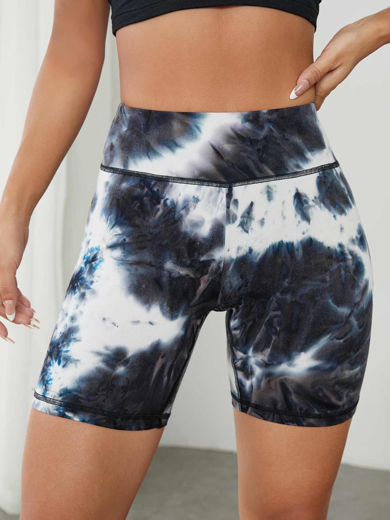 شورت ركوب الدراجات النارية خصر عالي صبغ متعادل