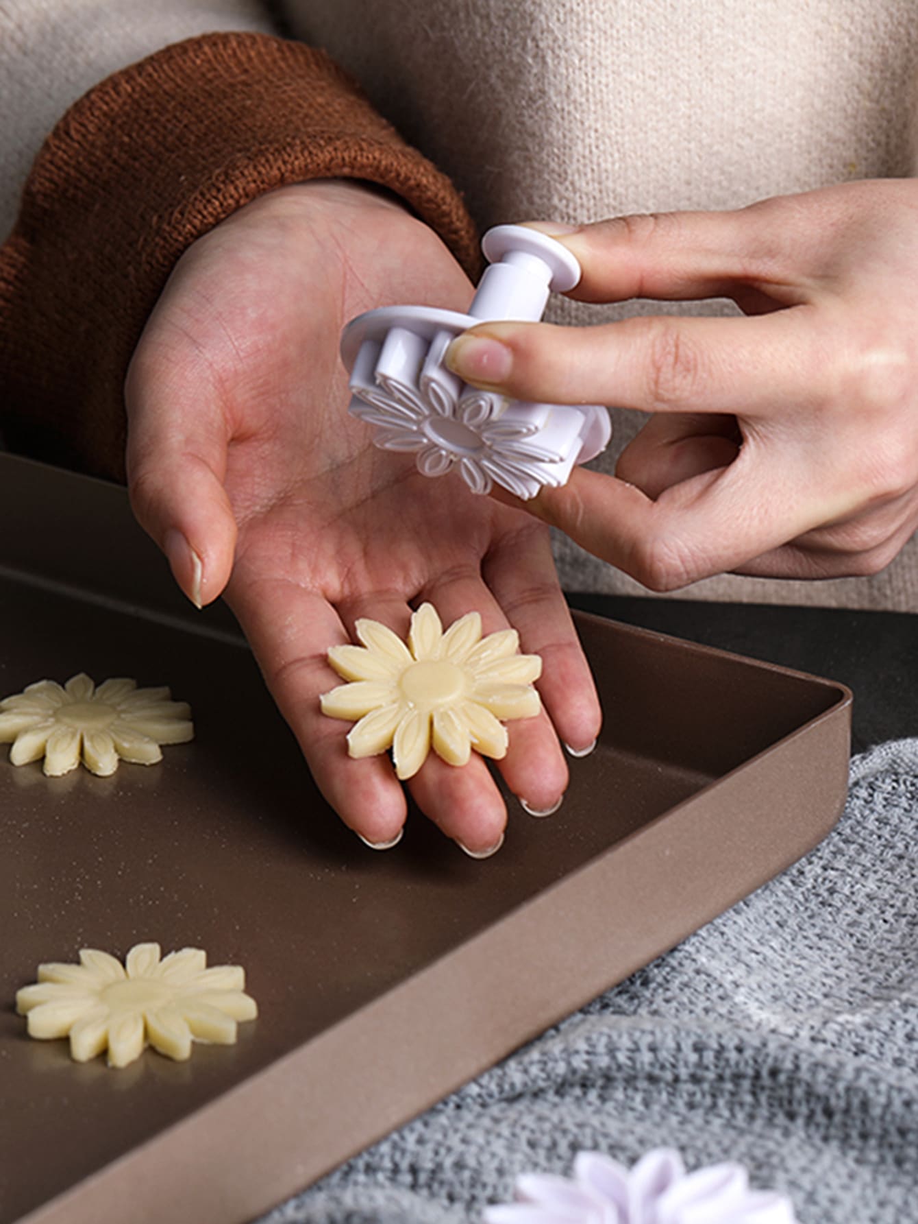 ختم بتصميم زهرة كيك 3 قطع