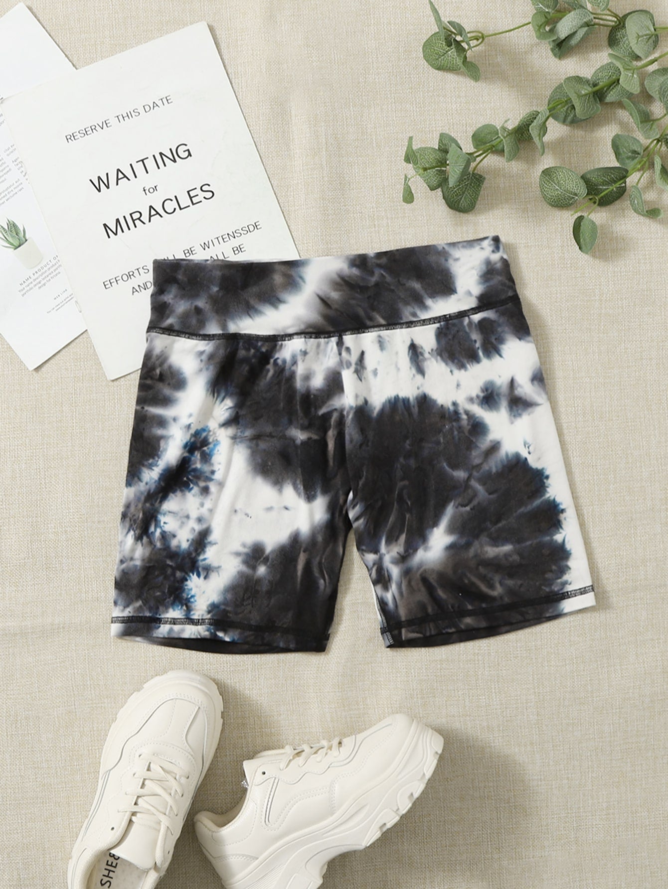 شورت ركوب الدراجات النارية خصر عالي صبغ متعادل