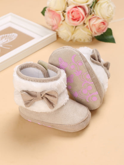 جزمة برقبة طويلة مزخرف بقوس زغبي للاطفال