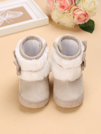 جزمة برقبة طويلة مزخرف بقوس زغبي للاطفال