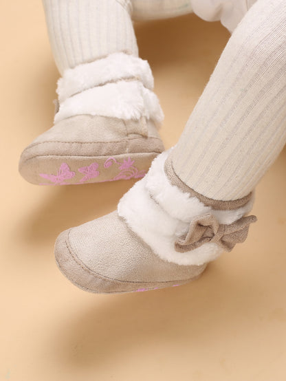 جزمة برقبة طويلة مزخرف بقوس زغبي للاطفال