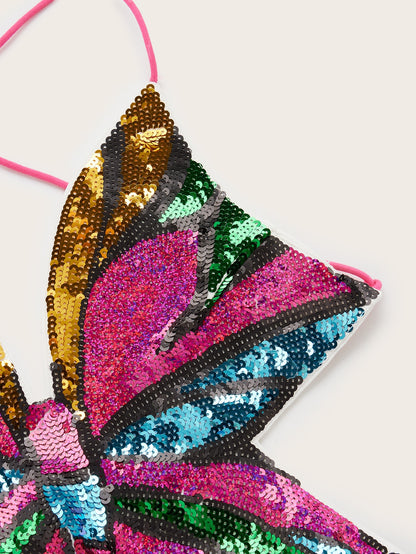 توب كامي قصير مزين بالترتر وظهر مكشوف من التسعينات