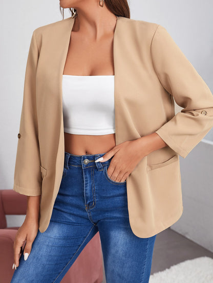 جاكيت اكمام مطوية مفتوح امامي