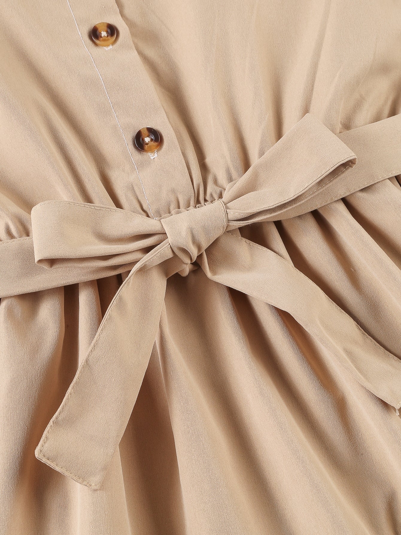 فستان 2 في 1 ألوان متباينة اكمام منتفضة حافة مكشكشة حزام بنات