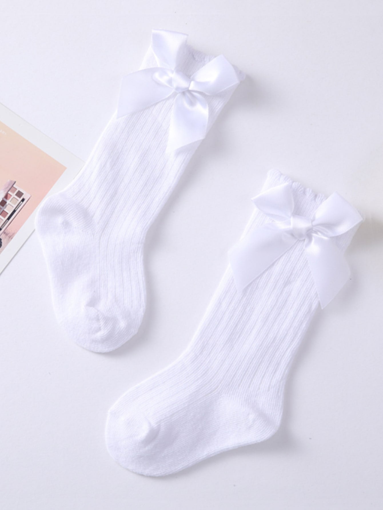 جوارب للركبة مزخرف بقوس زوج واحد للاطفال