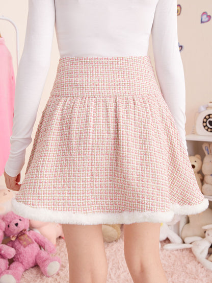 تنورة واسع من الاسفل حافة زغبي للفتيات المراهقات