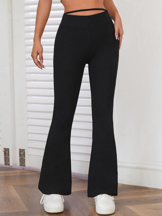 بنطلون بساق واسع مقصوص الخصر