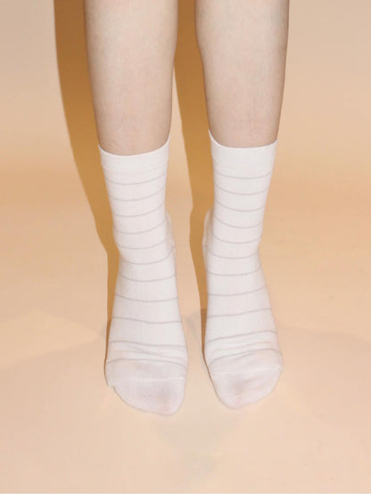 جوارب طاقم بنقاط البولكا و نمط مخطط 4 أزواج