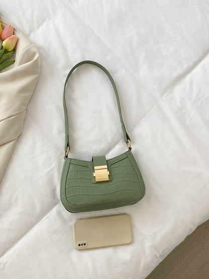 تمساح مطبوعة الحد الأدنى تمساح صغير منقوش حقيبة تغلق بالضغط/