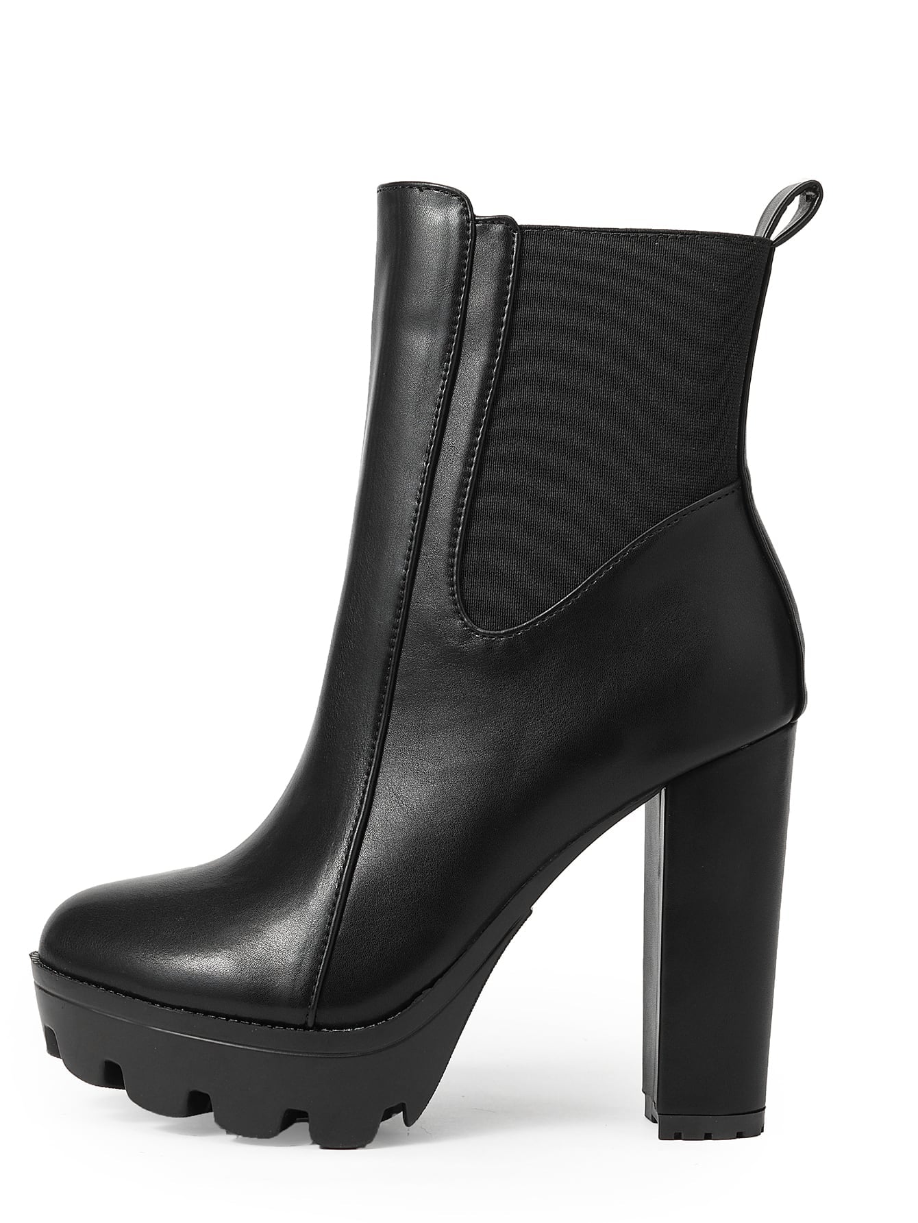 بوت قصيرة ذات كعب كتلي عصري متعدد الاستخدامات بلون أحادي للارتداء اليومي