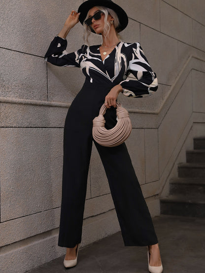 جمبسوت طباعة النقش عنق متداخل أكمام فانوس