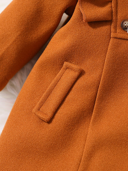 معطف صف ازرار مزدوجة مقلم بكشكش للاطفال