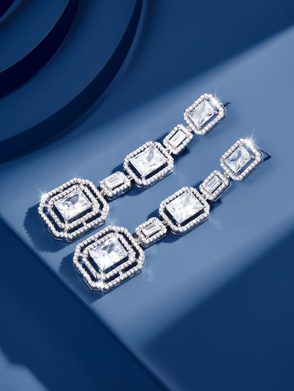 زوج واحد من أقراط البندانت الفاخرة الاصطناعية بالزركون العليا