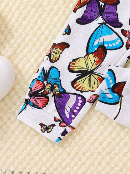 هودي  رياضي شامل بطباعة الفراشة للبنات الصغار