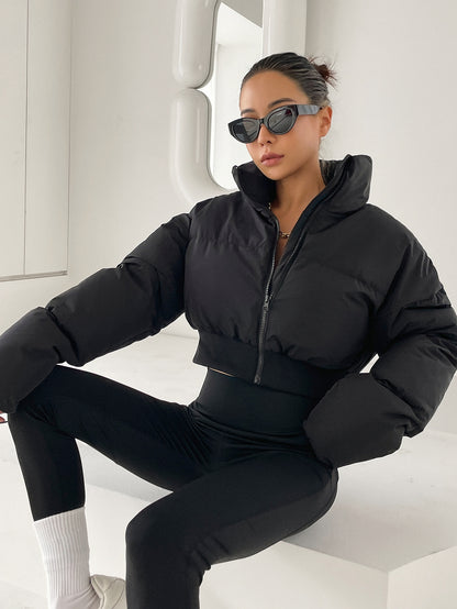 معطف سميك بأكمام منسدلة وسحاب وجيوب