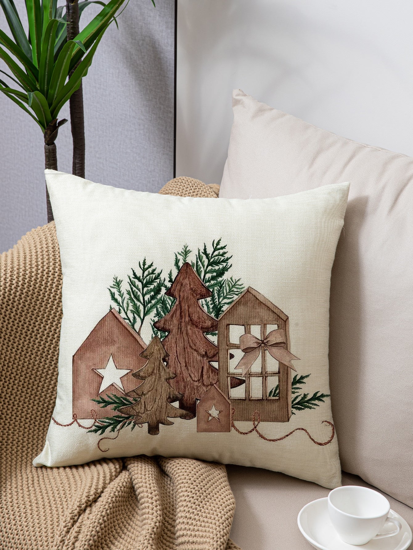 غطاء وسادة بدون حشوة شجرة نمط