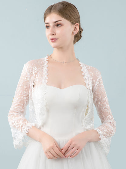 جاكيت الزفاف مطرز بأزهار مقلم دانتيل أنيق لحضور حفل زفاف حفلة قطعة واحدة نساء