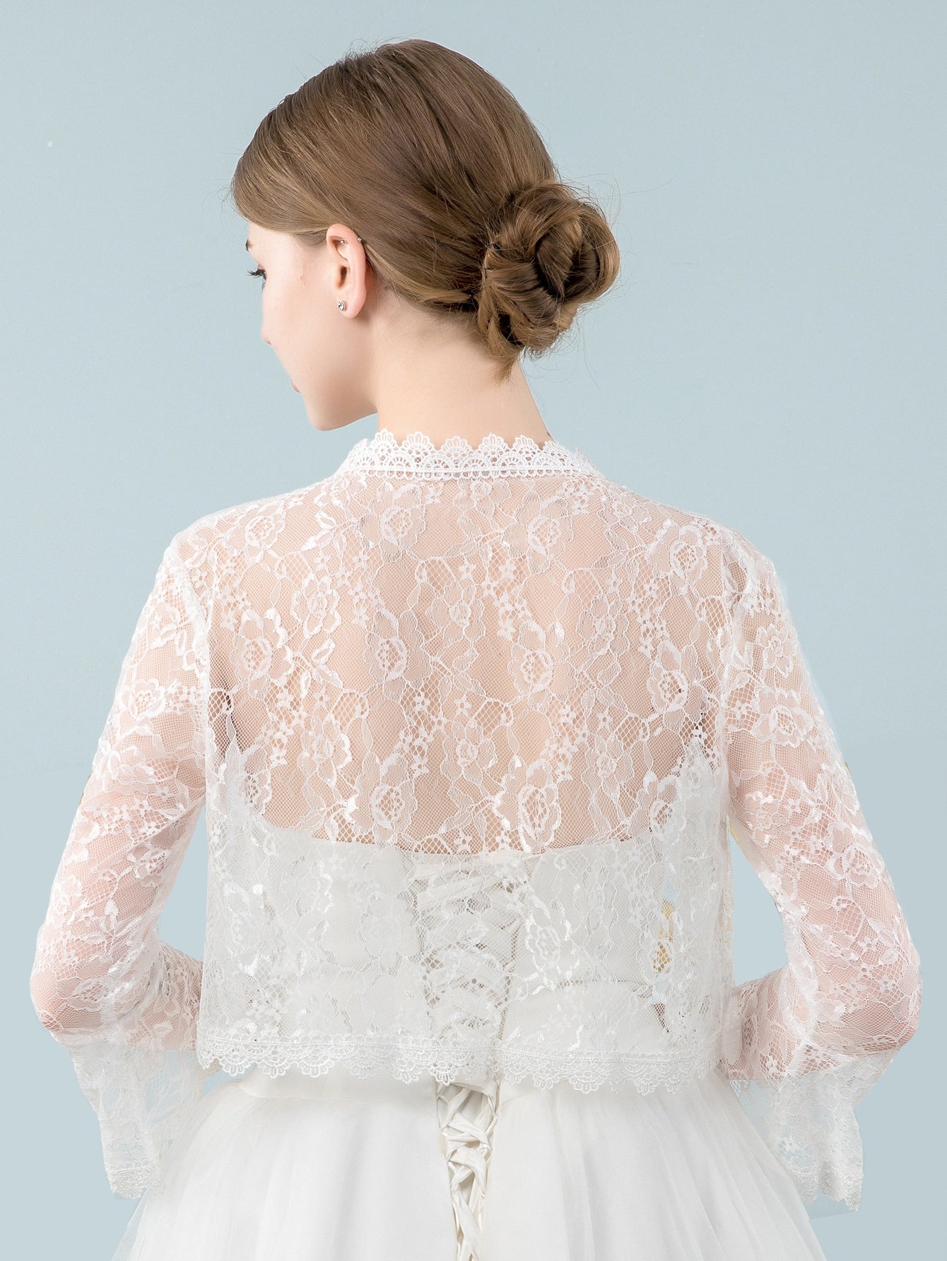 جاكيت الزفاف مطرز بأزهار مقلم دانتيل أنيق لحضور حفل زفاف حفلة قطعة واحدة نساء