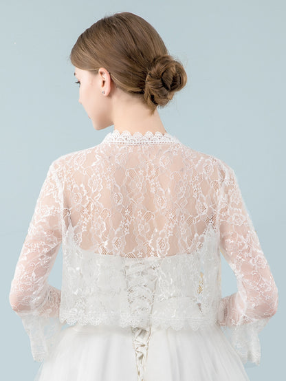 جاكيت الزفاف مطرز بأزهار مقلم دانتيل أنيق لحضور حفل زفاف حفلة قطعة واحدة نساء