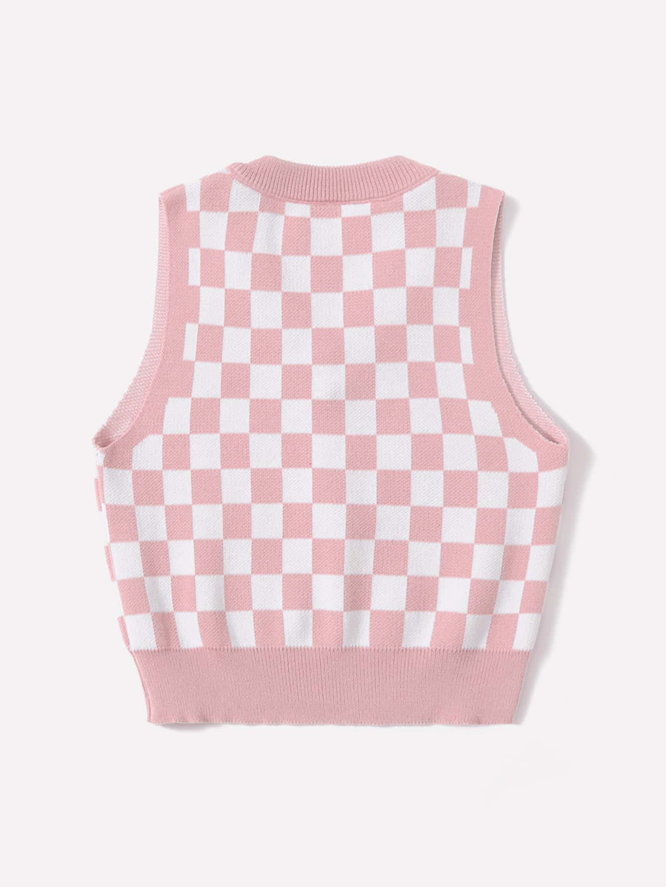 سترة نسائية بطباعة المربعات لفترة النمو المتوسطة بدون تي شيرت