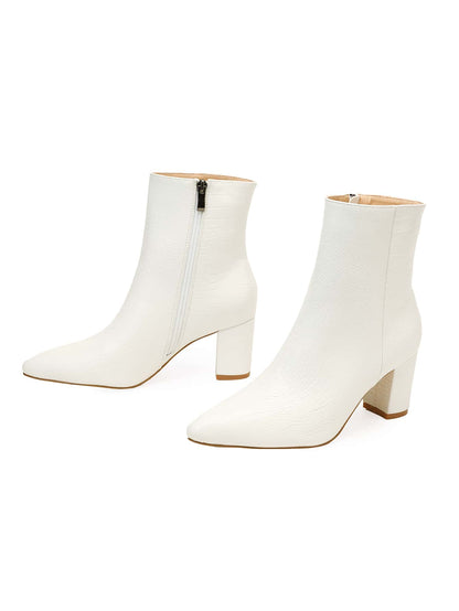 جزمة كلاسيكية أنيق نمط التمساح سحاب جانبي اصبع مدبب مكتنز كعب