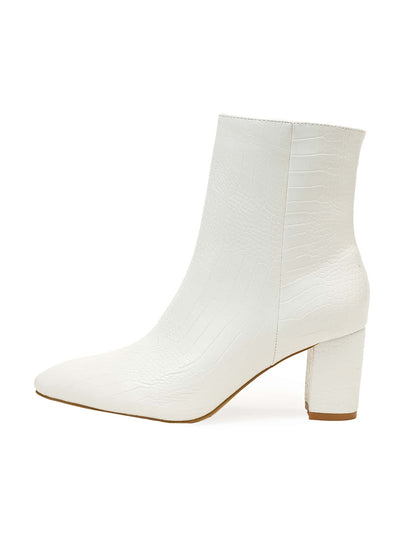 جزمة كلاسيكية أنيق نمط التمساح سحاب جانبي اصبع مدبب مكتنز كعب