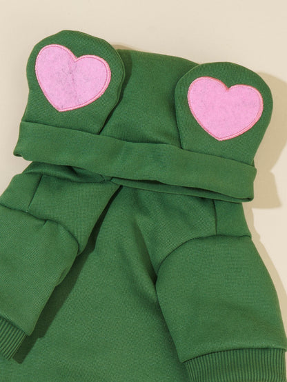 جاكيت الحيوانات الأليفة بطبعة القلب قطعة واحدة لعيد الحب