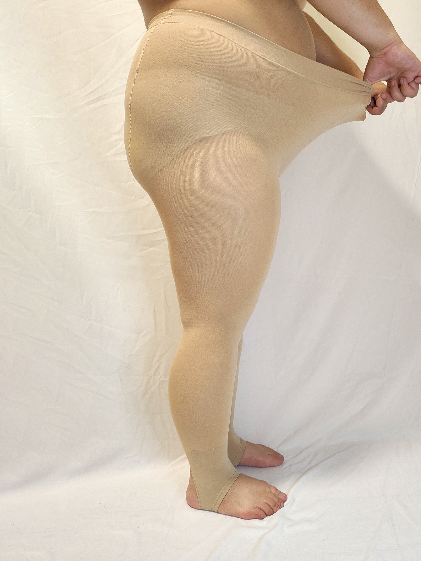 جوارب موحدة اللون بطانة مخملية شريط قدم مقاس كبير