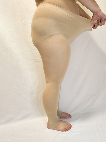 جوارب موحدة اللون بطانة مخملية شريط قدم مقاس كبير