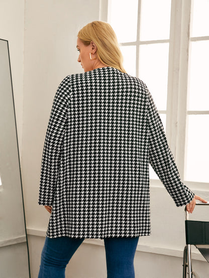 معطف طباعة نقش مسنن مفتوح امامي