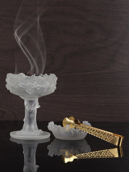 طقم مبخرة ومشابك بتصميم زهور، حامل بخور بوليريسين منقوش على شكل وردة لديكور المنزل 3 قطع