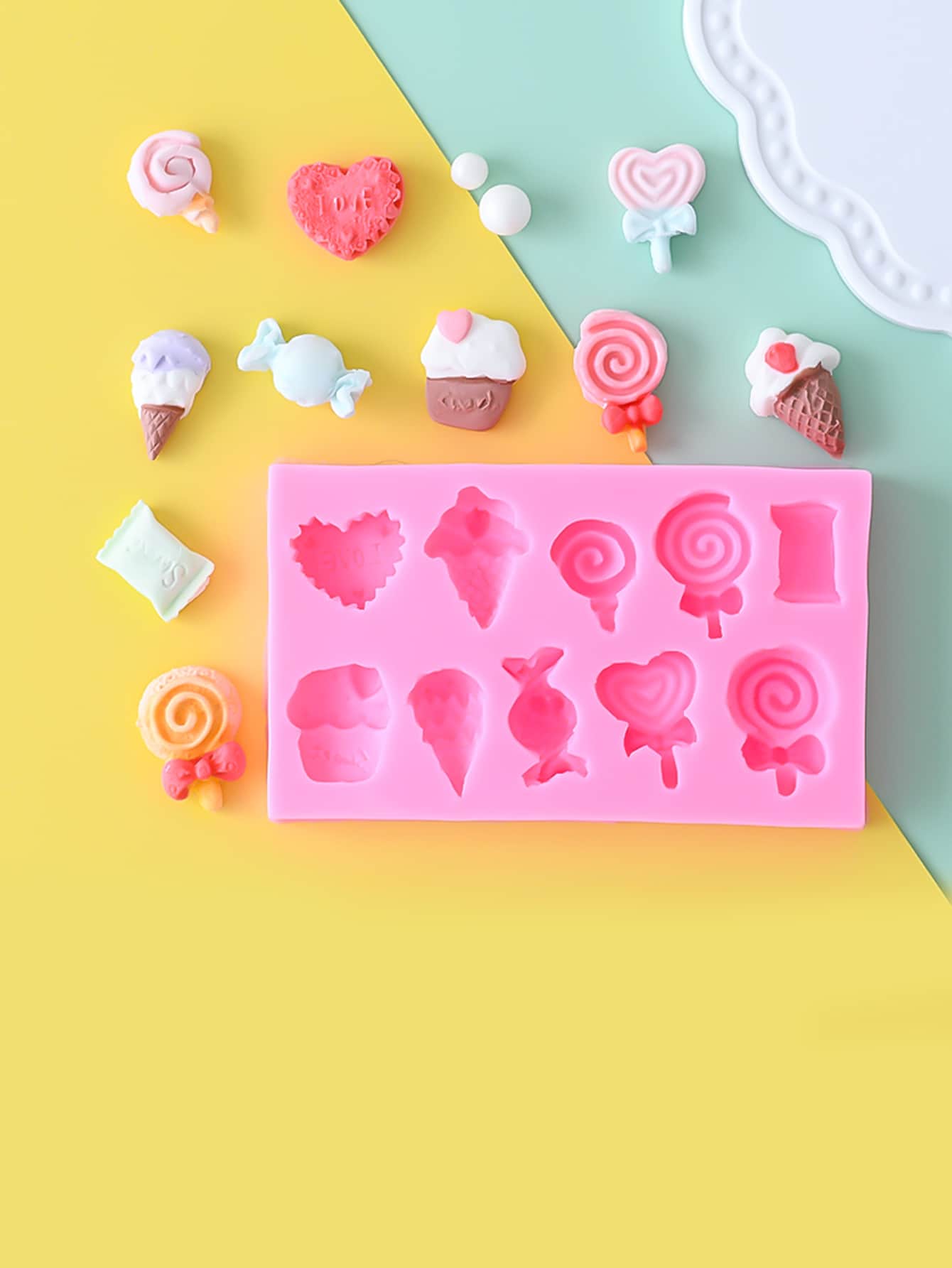 قالب سيليكون قلب و مصاصة شكل DIY قطعة واحدة