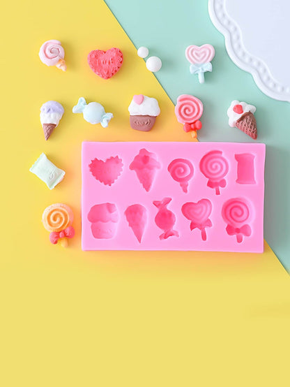 قالب سيليكون قلب و مصاصة شكل DIY قطعة واحدة