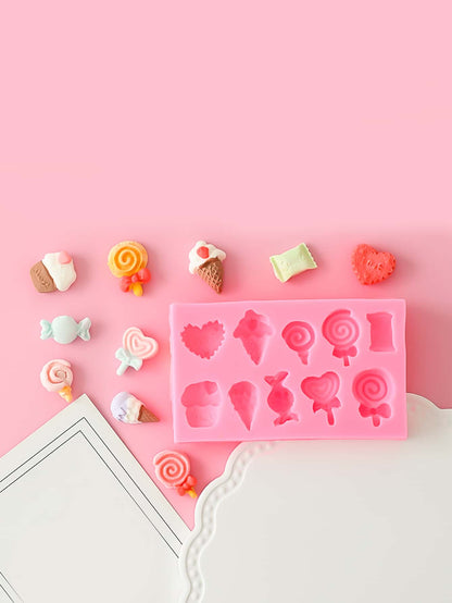 قالب سيليكون قلب و مصاصة شكل DIY قطعة واحدة