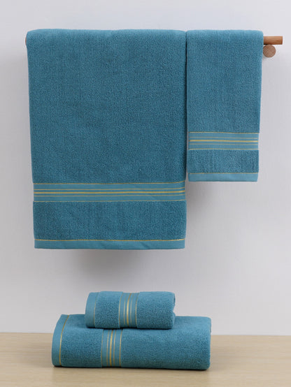 منشفة قطنية صلبة باللون الأحادي أو منشفة حمام بحافة حريرية