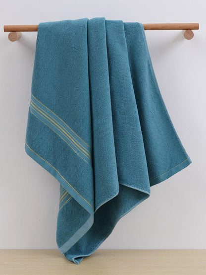 منشفة قطنية صلبة باللون الأحادي أو منشفة حمام بحافة حريرية