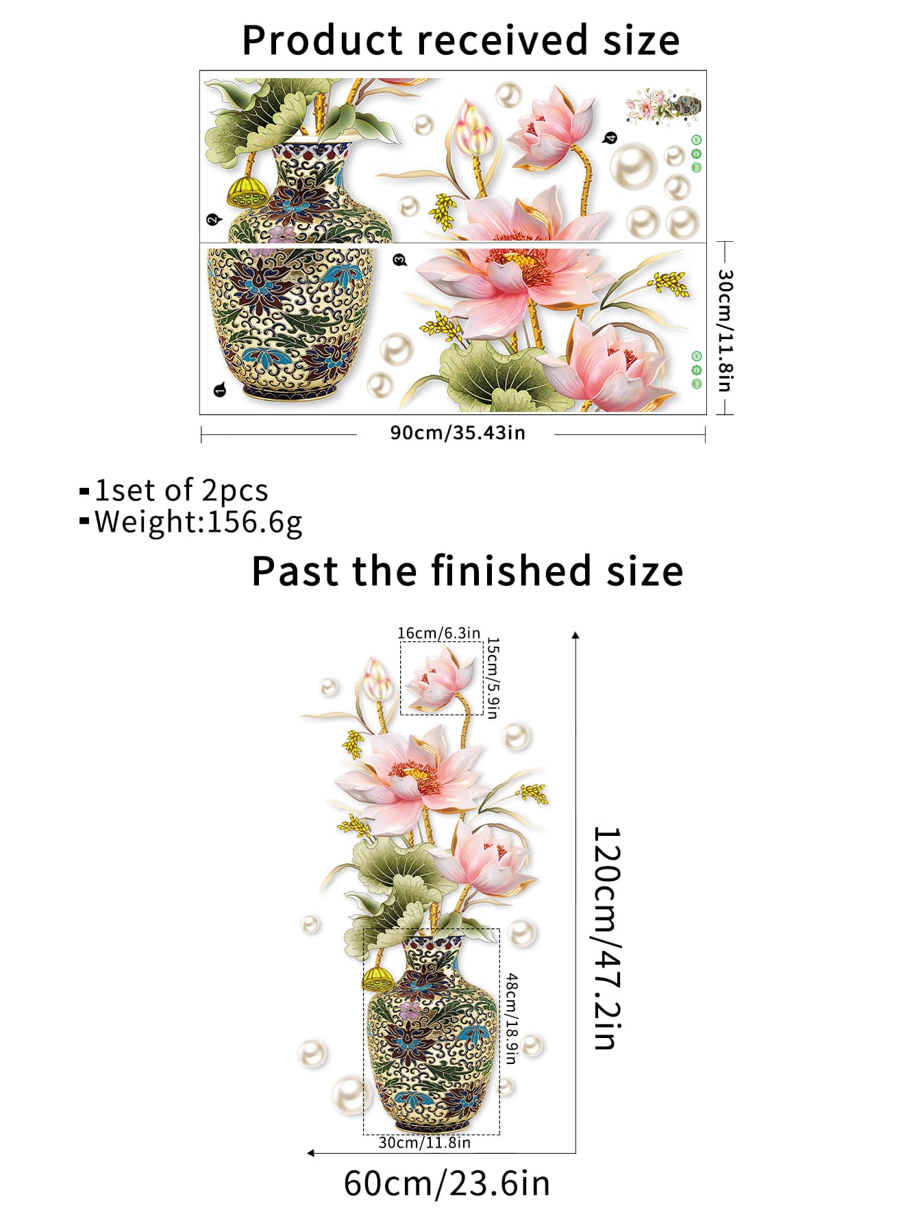 ملصق حائط مطبوع عليه زهور ومزهرية