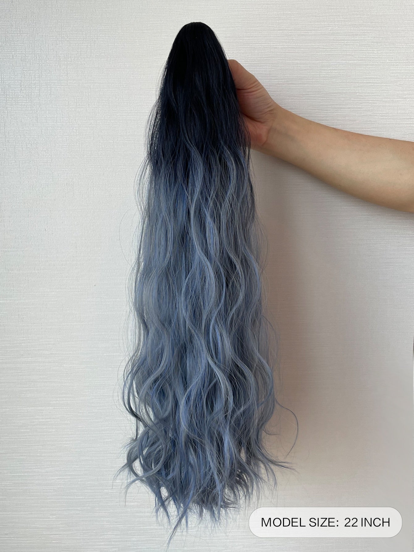 إطالة شعر نمط ذيل حصان مجعد طويل بلونين باروكة