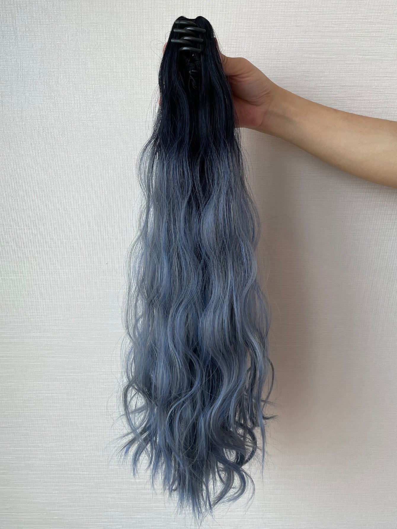 إطالة شعر نمط ذيل حصان مجعد طويل بلونين باروكة