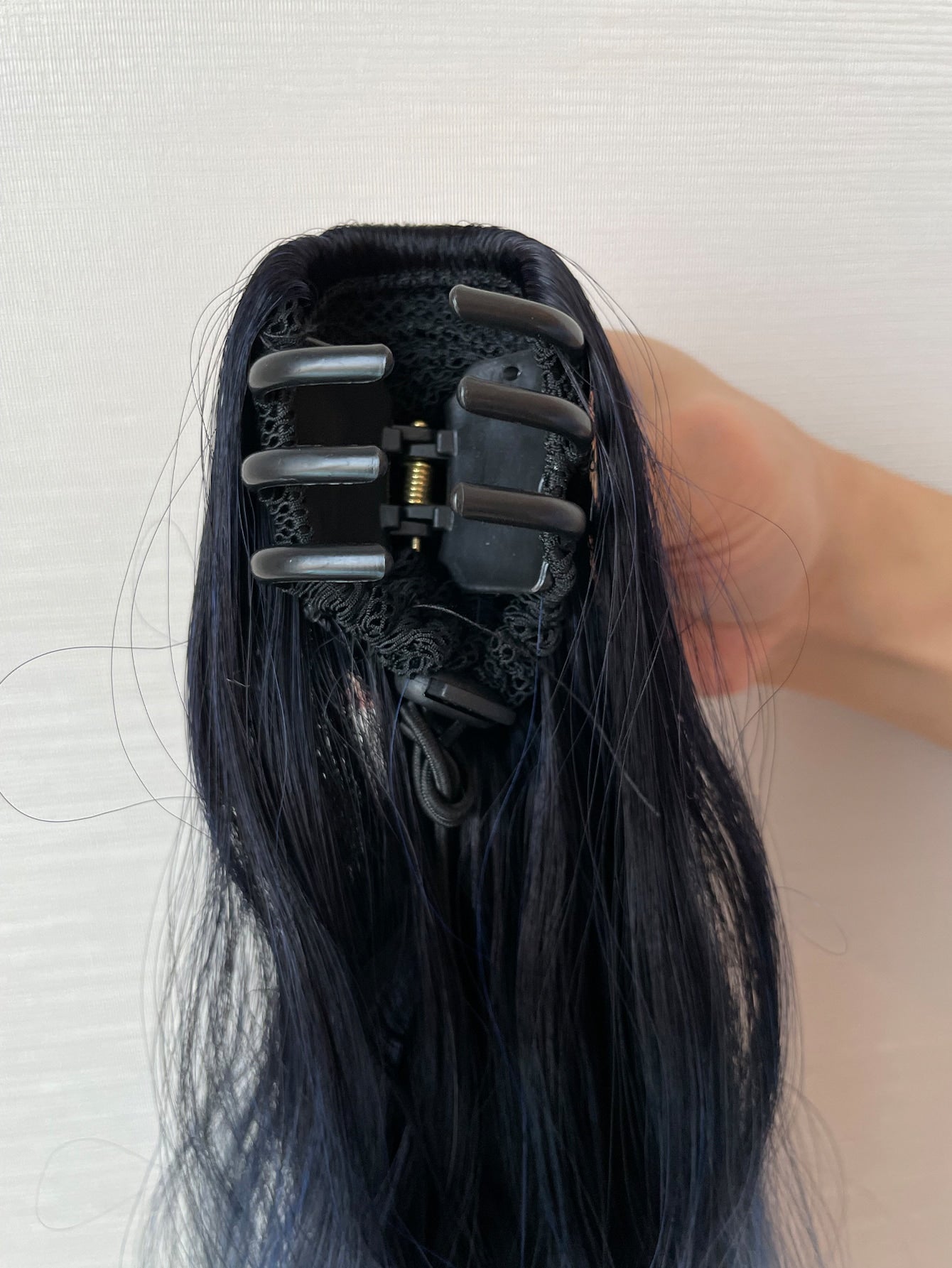 إطالة شعر نمط ذيل حصان مجعد طويل بلونين باروكة