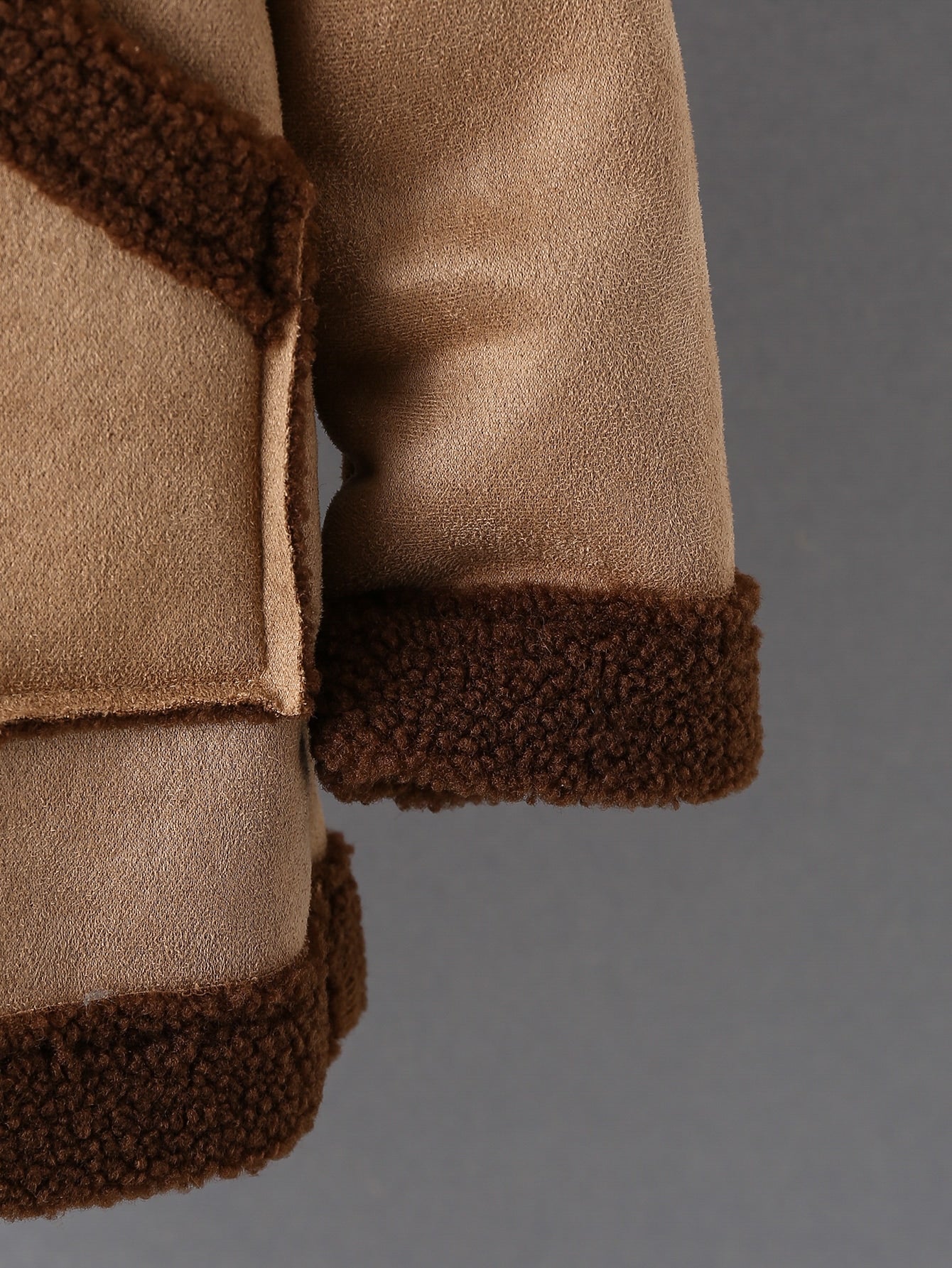 معطف بطباعة تيدي قبعة جلد سويدي بدون كنزة صوف اولاد