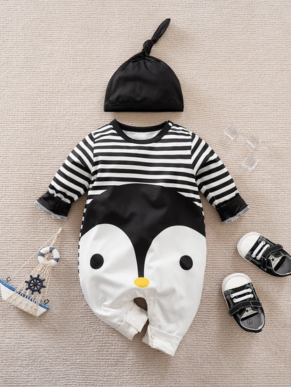 جمبسوت تصميم رسوم كارتون & طباعة مخطط مع القبعة للاولاد الاطفال