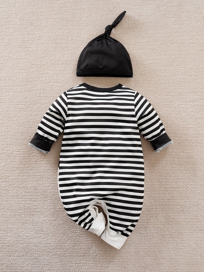 جمبسوت تصميم رسوم كارتون & طباعة مخطط مع القبعة للاولاد الاطفال