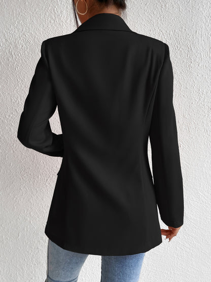 جاكيت أزرار مزدوجة ياقة مطوي مسنن